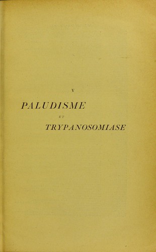 Cover for Paludisme et trypanosomiase