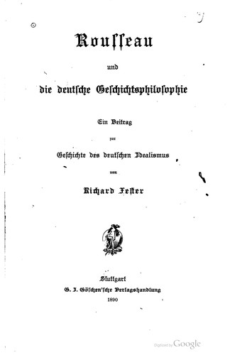 Cover for Rousseau und die deutsche Geschichtsphilosophie