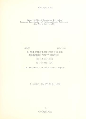 Cover for On the Green's function for the linearized Vlasov equation.