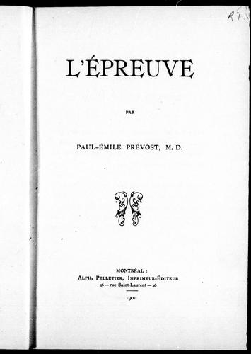 Cover for L' épreuve