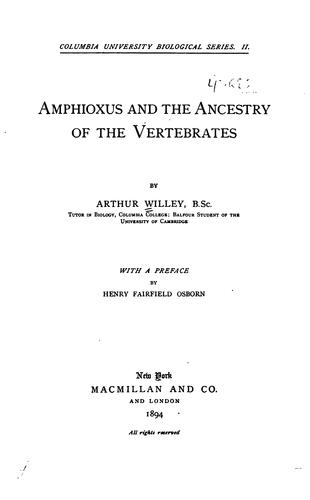 Cover for Amphioxus and the ancestry of the vertebrates.