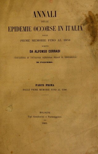 Cover for Annali delle epidemie occorse in Italia dalle prime memorie fino al 1850