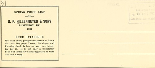 Cover for Spring price list of H.F. Hillenmeyer & Sons