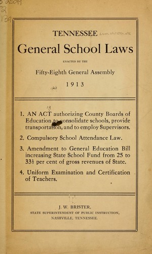 Cover for Tennessee general school laws enacted by the fifty-eighth General Assembly, 1913 