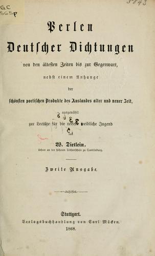 Cover for Perlen deutscher Dichtungen von den altesten Zeiten bis zur Gegenwart