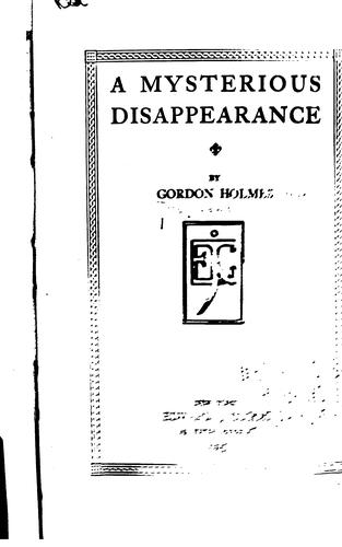 Cover for A mysterious disappearance