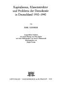 Cover for Kapitalismus, Klassenstruktur und Probleme der Demokratie in Deutschland 1910-1940