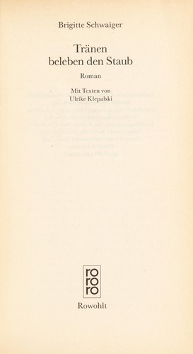Cover for Tra nen beleben den Staub