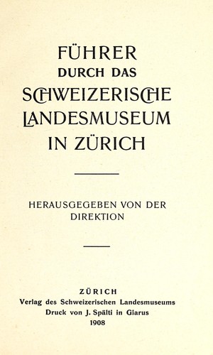 Cover for Führer durch das Schweizerische Landesmuseum in Zürich