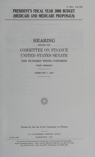 Cover for President's fiscal year 2008 budget (Medicaid and Medicare proposals)