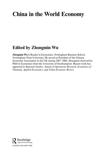 Cover for China in the world economy