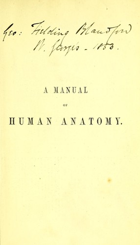 Cover for A manual of human anatomy