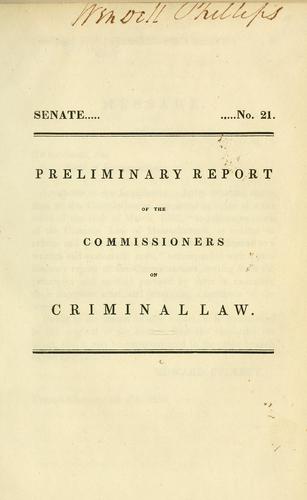Cover for Preliminary report of the Commissioners on Criminal Law