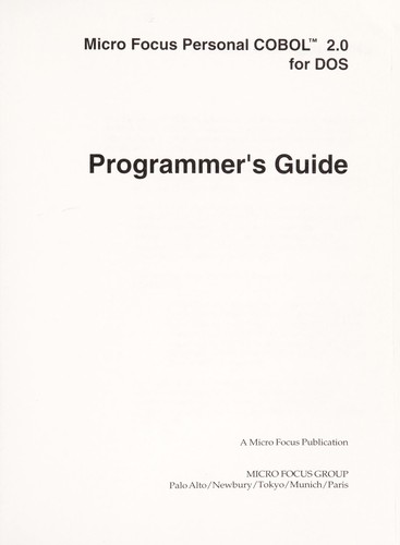 Cover for Micro Focus Personal COBOL 2.0 for DOS