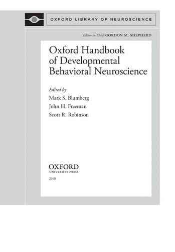 Cover for Oxford handbook of developmental behavioral neuroscience