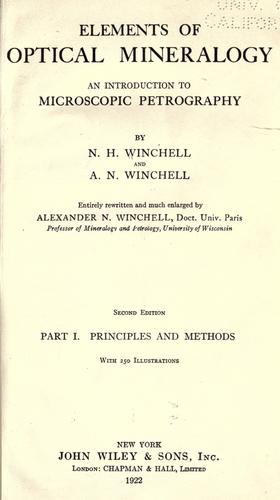 Cover for Elements of optical mineralogy