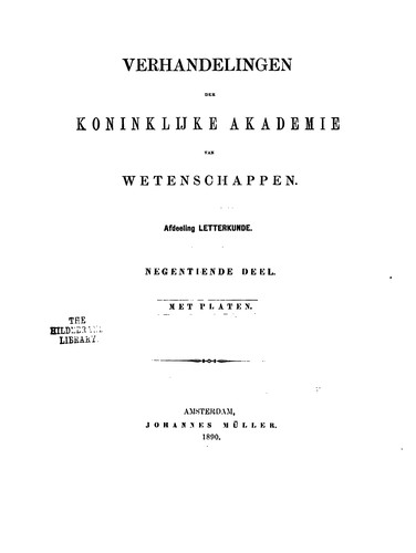 Cover for Verhandelingen der Koninklijke Nederlandse Akademie van Wetenschappen, Afd. Letterkunde