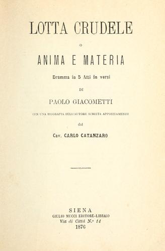 Cover for Lotta crudele
