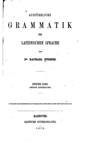 Cover for Ausführliche Grammatik der lateinischen Sprache