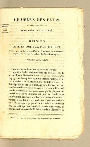 Cover for Chambre des Pairs. Séance du 21 avril 1826. Opinion
