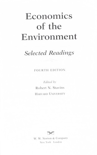Cover for Economics of the Environment