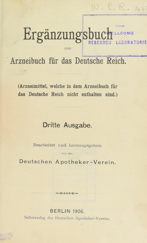 Cover for Erg©Þnzungsbuch zum Arzneibuch f©ơr das Deutsche Reich