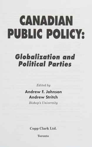 Cover for Canadian Public Policy