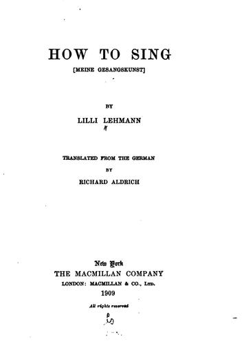 Cover for How to Sing: Meine Gesangskunst