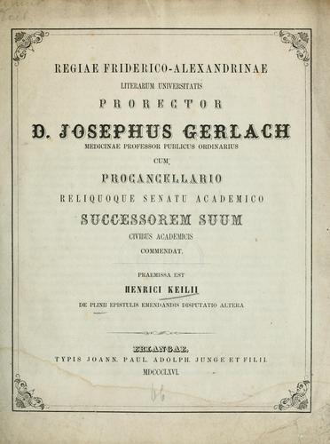 Cover for De Plinii epistulis emendandis disputatio altera.