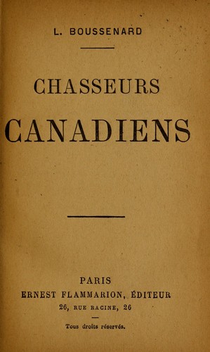 Cover for Chasseurs canadiens