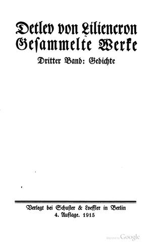 Cover for Gesammelte Werke.