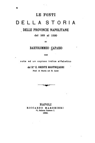 Cover for Le fonti della storia delle province napolitane dal 568 al 1500