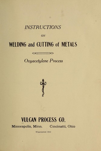 Cover for Instructions on welding and cutting of metals, oxyacetylene process