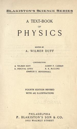 Cover for A text-book of physics