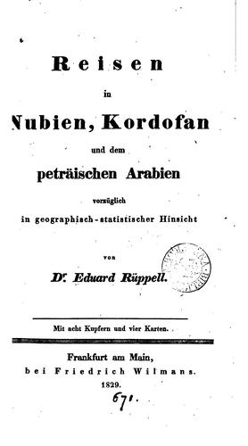 Cover for Reisen in Nubien. Kordofan und dem peträischen Arabien, mit Kupfern und Karten