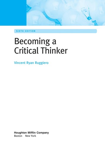 Cover for Becoming a critical thinker