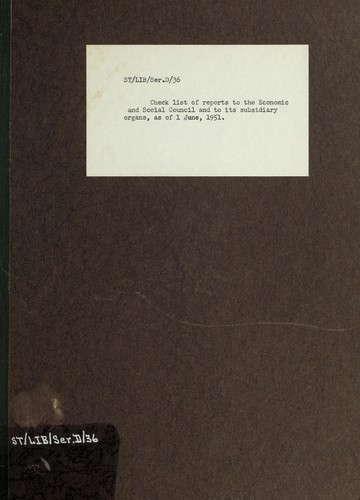 Cover for Check list of reports to the Economic and Social Council and to its subsidiary organs, as of 1 June 1951
