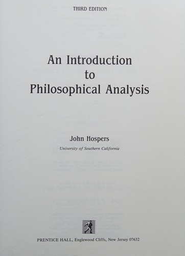 Cover for An introduction to philosophical analysis