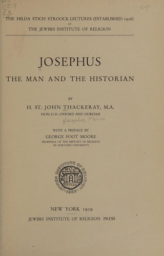 Cover for Josephus, the man and the historian
