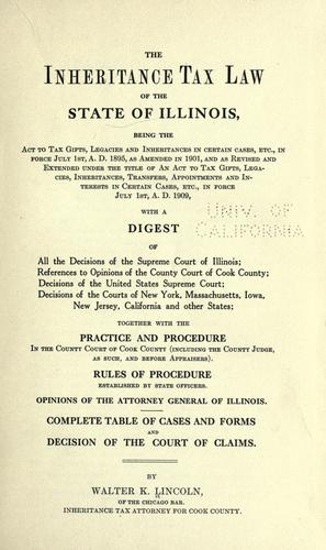 Cover for The inheritance tax law of the state of Illinois
