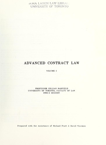 Cover for Advanced contract law