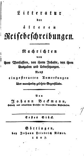 Cover for Litteratur der älteren Reisebeschreibungen