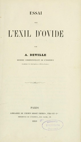 Cover for Essai sur l'exil d'Ovide