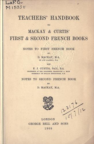 Cover for Teachers' handbook to Mackay and Curtis' first and second French books.