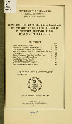 Cover for Commercial fisheries of the United States and the operations of the Bureau of fisheries in connection therewith during the fiscal year ended June 30, 1916-