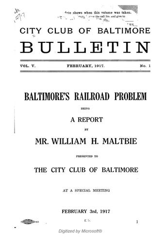 Cover for Baltimore's railroad problem