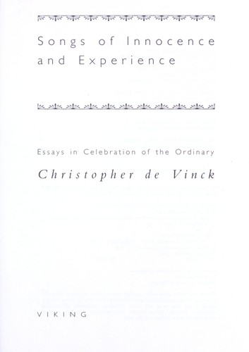 Cover for Songs of innocence and experience