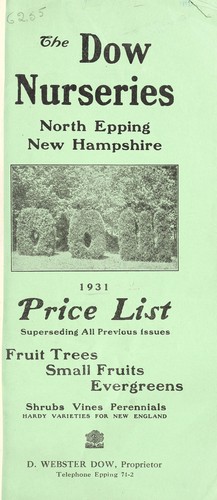 Cover for 1931 Price list, superseding all previous issues [of] fruit trees, small fruits, evergreens, shrubs, vines, perennials, hardy varieties for New England
