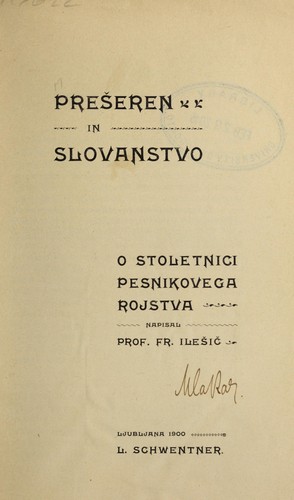 Cover for Prešeren in Slovanstvo