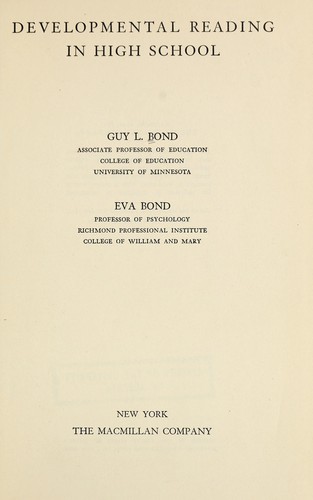 Cover for Developmental reading in high school